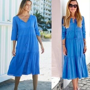 Aspiga Willow Embroidered Organic Cotton Dress In Marina Blue Women's Size S